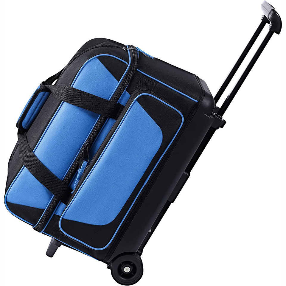 Factory Wholesale Durable Large Capacity Trolley Ball Bag With 2 Wheels And Retractable Handle Bowling Bag