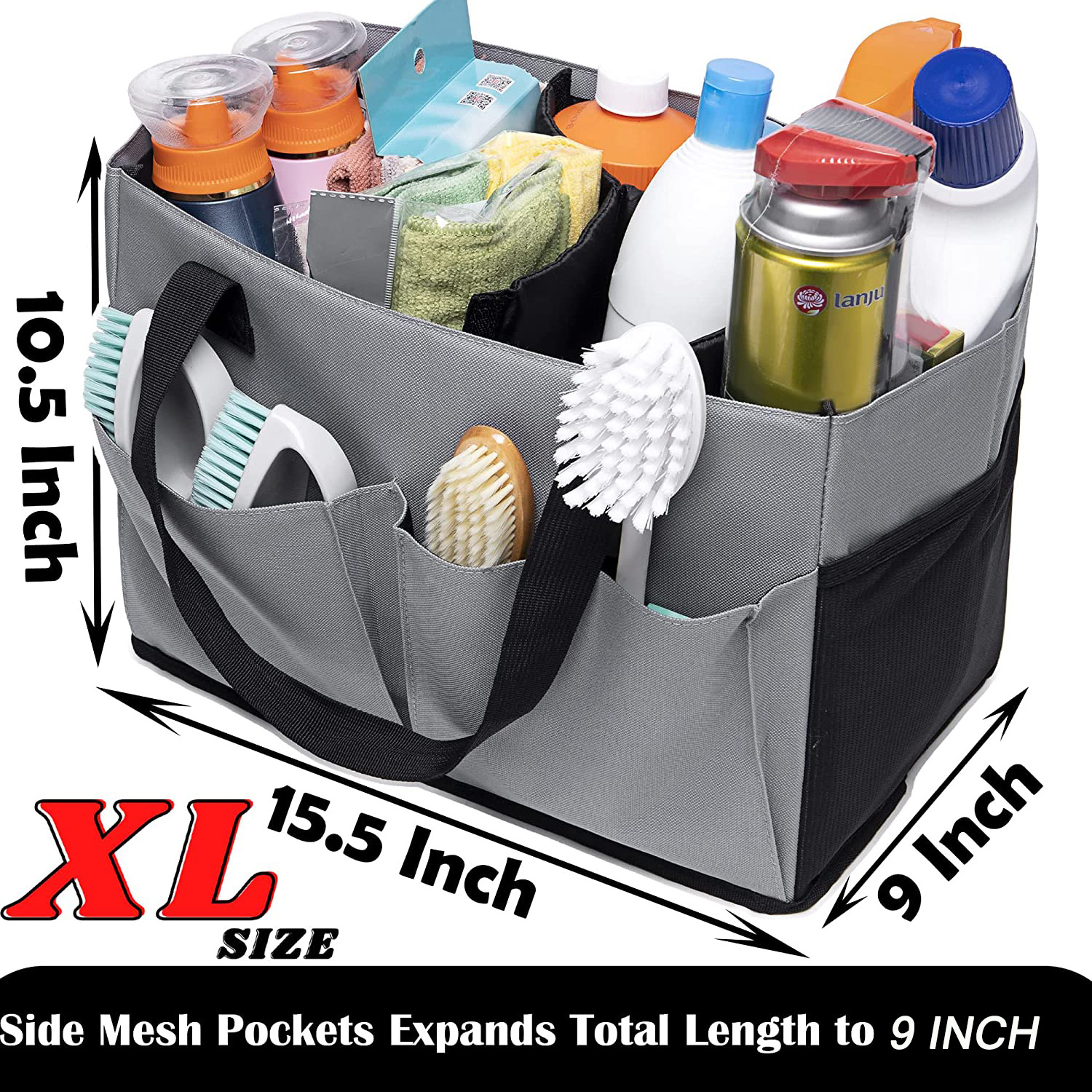 Professional Foldable Bathroom Sink Caddy & Under Sink Tool Organizer Polyester Cleaning Caddy Bag