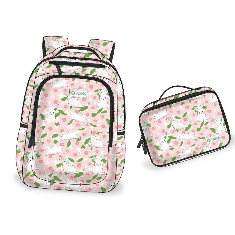 2Pcs Cartoon Printed Kids Backpack Boys Girls School Bookbag Set Elementary Students Daypack with Lunch Bag