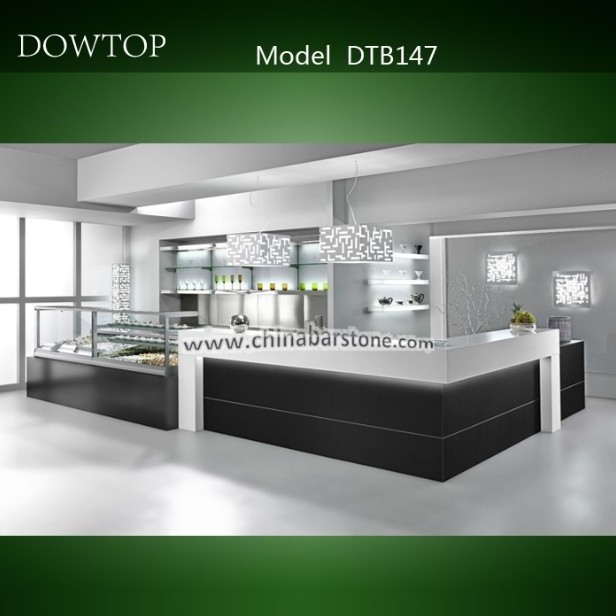 Modern hotel cafeteria counter design straight shaped buffet counter table