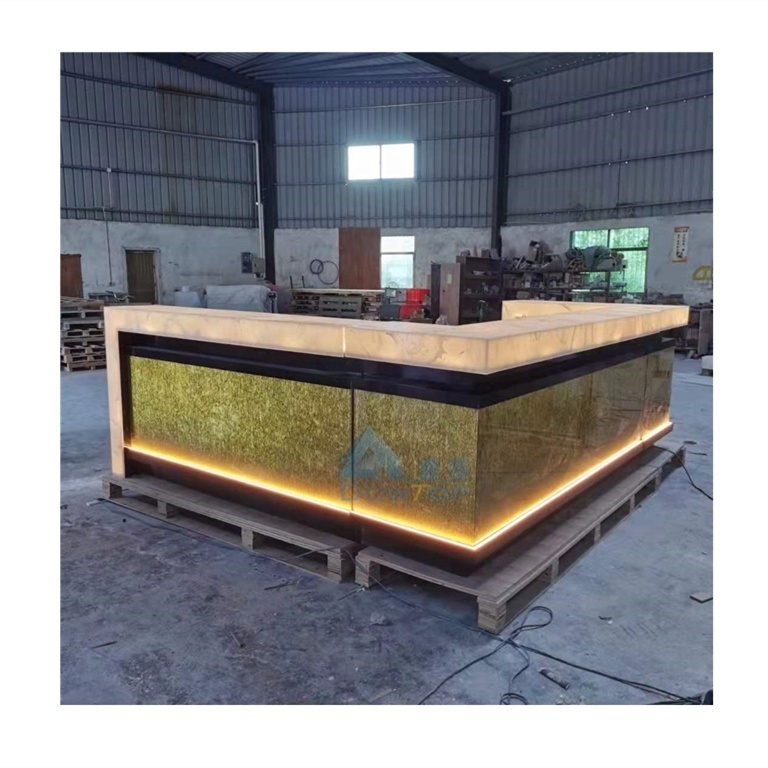 Customized Size Acrylic Solid Surface Restaurant Nightclub Wine Bar Illuminated Led Bar Counter Design