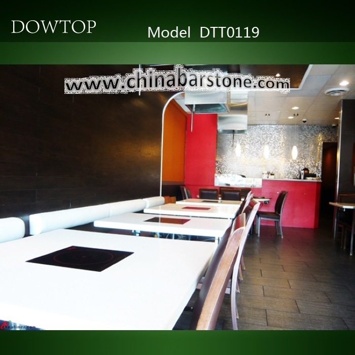 Hot pot restaurant design high quality quartz stone hot pot BBQ table