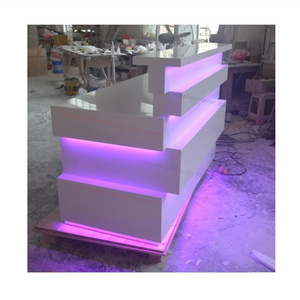 High End lighting curved shape nail salon beauty hair reception desks front office counter