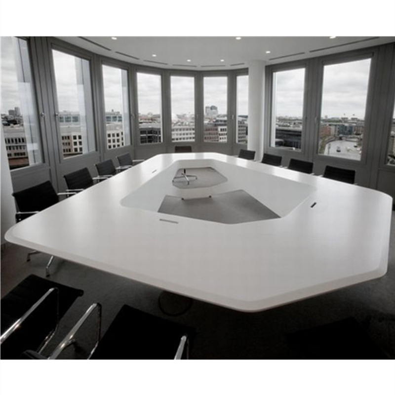 Modern Design Office U round Shape White Solid Surface Marble Top Conference Table