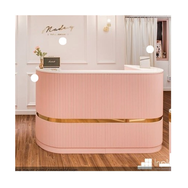 Custom Solid Surface Modern Pink Salon Small Reception Desk