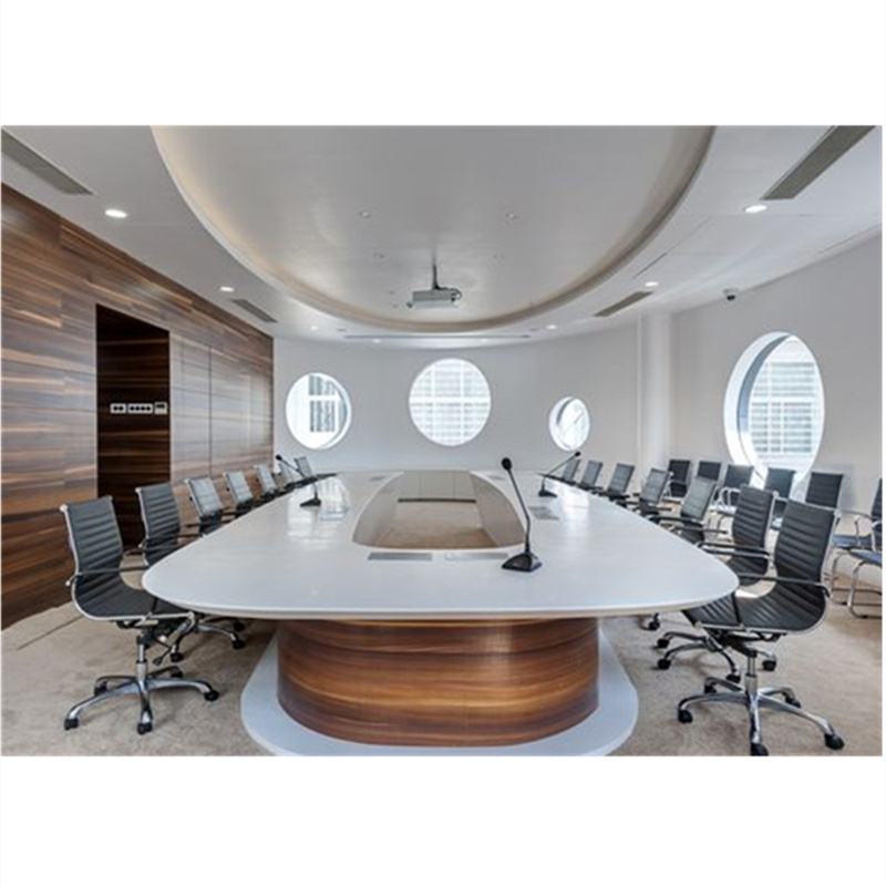 Modern Design Office U round Shape White Solid Surface Marble Top Conference Table