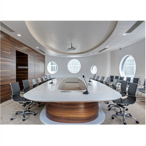 Modern Design Office U round Shape White Solid Surface Marble Top Conference Table