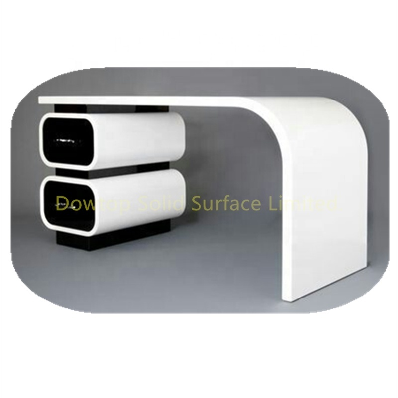 Office modern furniture white&black acrylic solid surface office desk white office desk