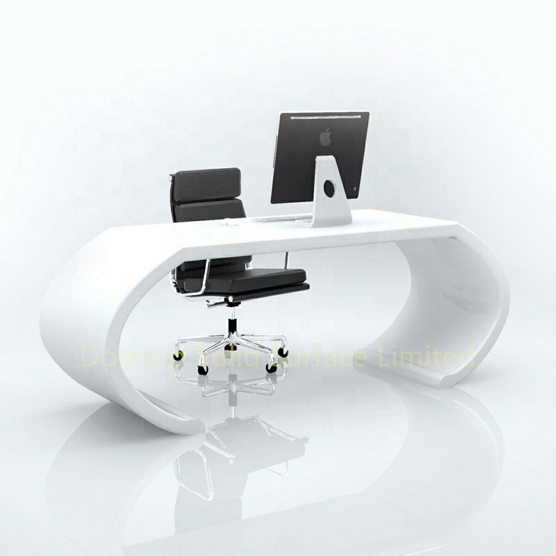 Office modern furniture white&black acrylic solid surface office desk white office desk