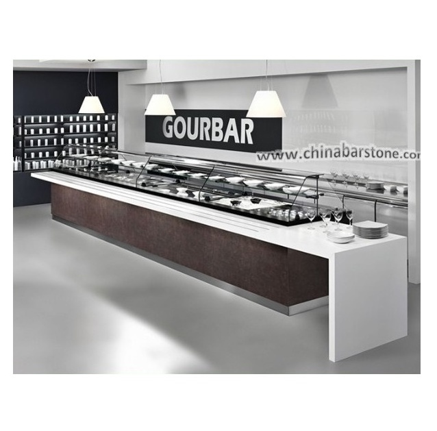 Modern hotel cafeteria counter design straight shaped buffet counter table