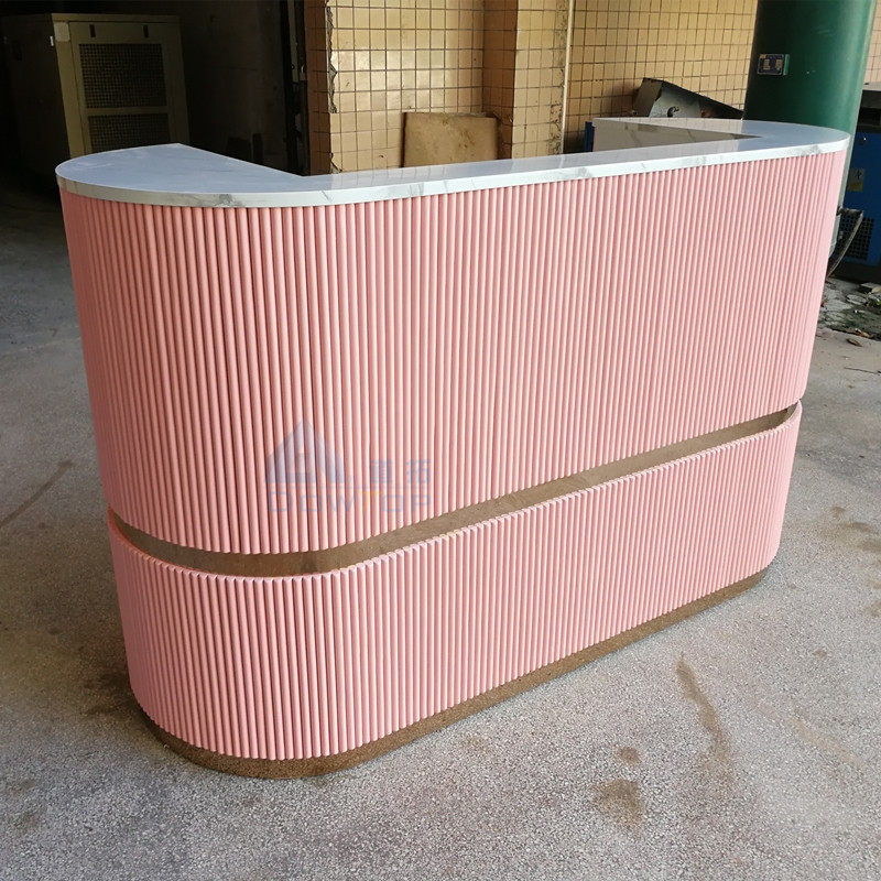 Custom Solid Surface Modern Pink Salon Small Reception Desk