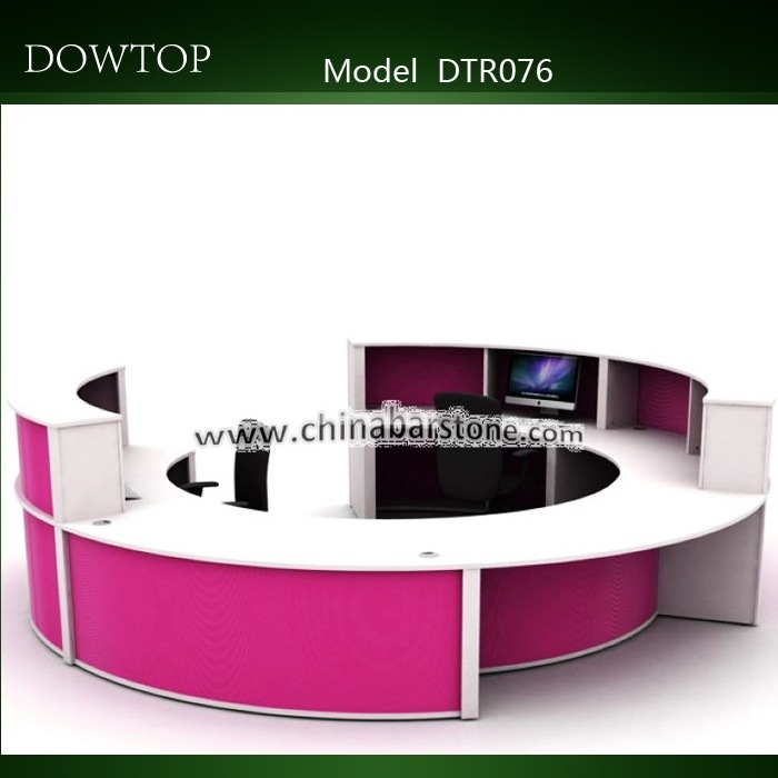 Modern gloss white circle round circular small reception counter design clinic office front desk