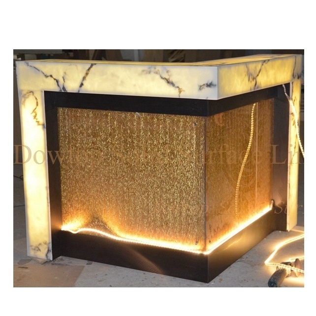 Custom gold glass led night club salon game club reception desk