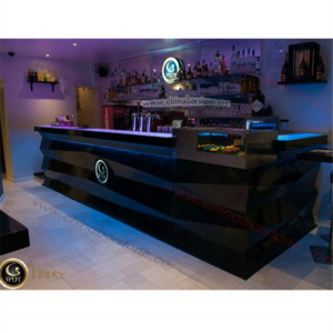 Modern black marble glowing led counter top bar counter designs for restaurants coffee shop and fast food