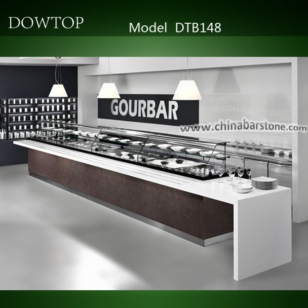 Modern hotel cafeteria counter design straight shaped buffet counter table