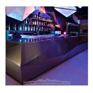 Modern restaurant wine bar club design durable golden stainless steel bar service counter