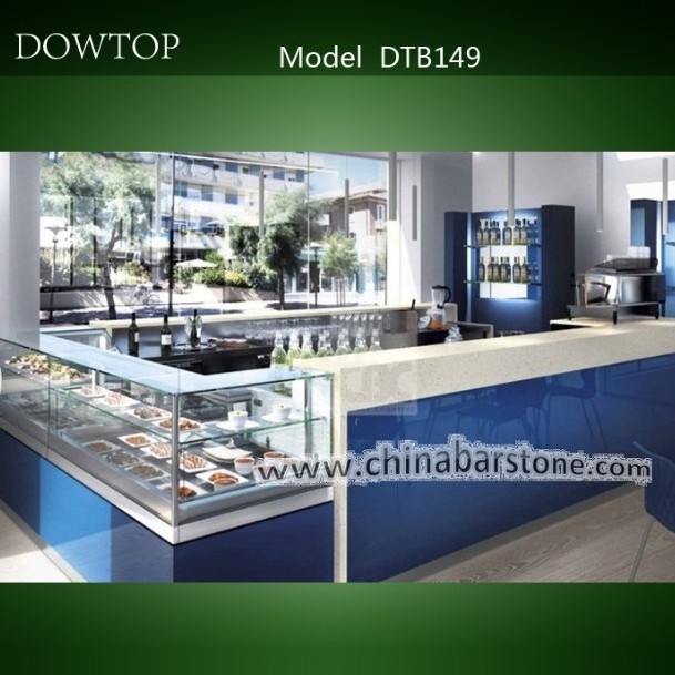 Modern hotel cafeteria counter design straight shaped buffet counter table