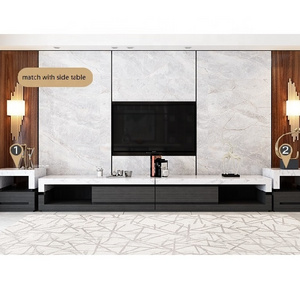 Luxury STONE countertop design living room modern TV stand with cabinet