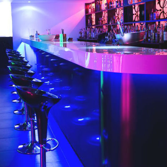 Popular LED light decoration small juice bar counter designs