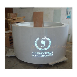 Cheap front small counter modern led round reception desk