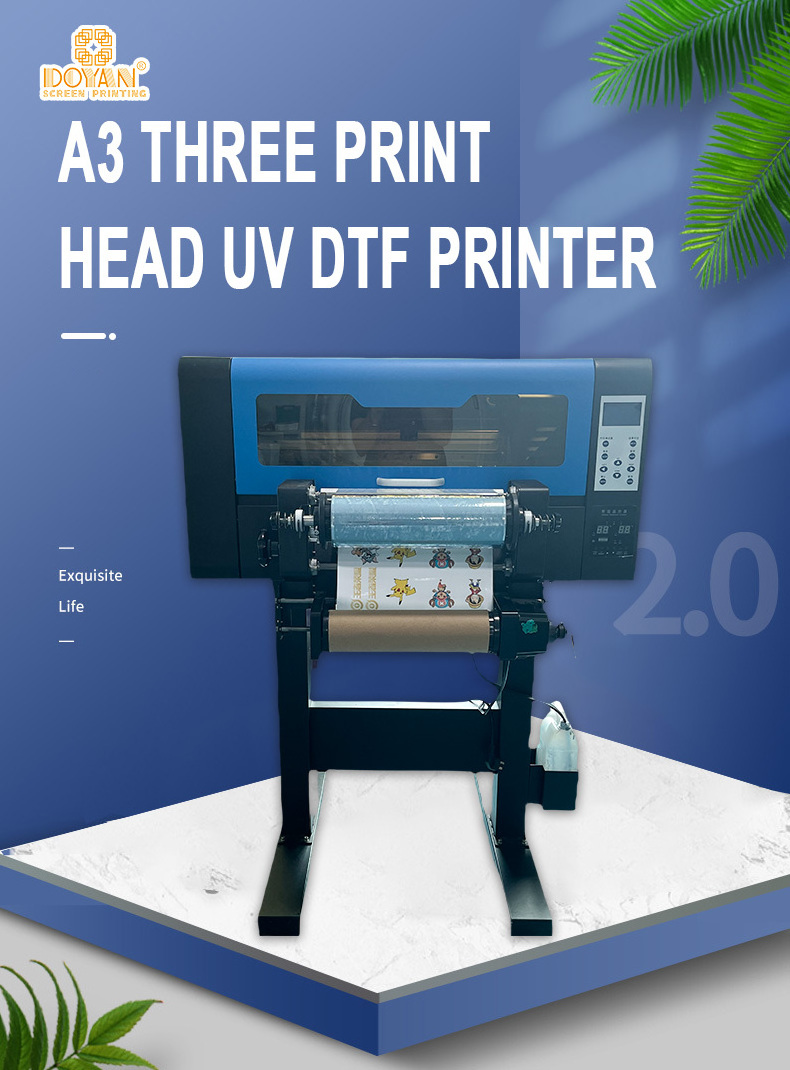 2024 new trend A3 3 XP600 head uv printer flatbed bottle puv dtf printer sticker uv dtf sticker xp600 printer