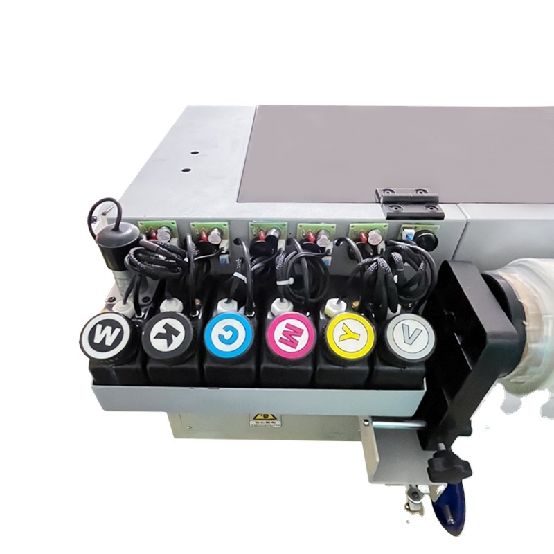 30cm eco solvent printing led uv light tx800 print heads DTF uv printer with A+B pet film for sticker printing from Doyan