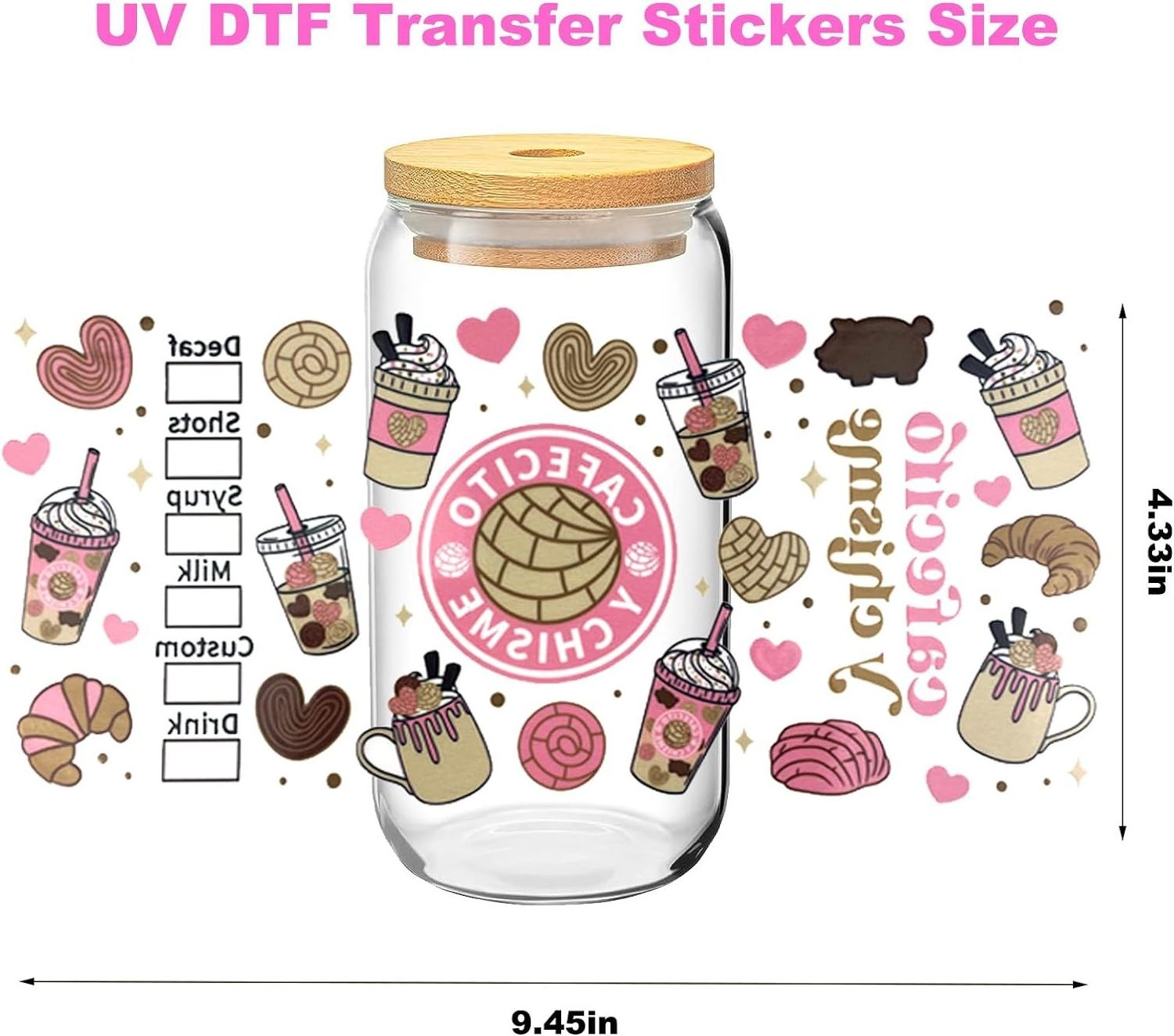 UV DTF Cup Wraps for 16OZ Glass 3D Waterproof Transfer Sticker Sunflower Tumbler Wrap Stickers Rub On Transfers for Crafts