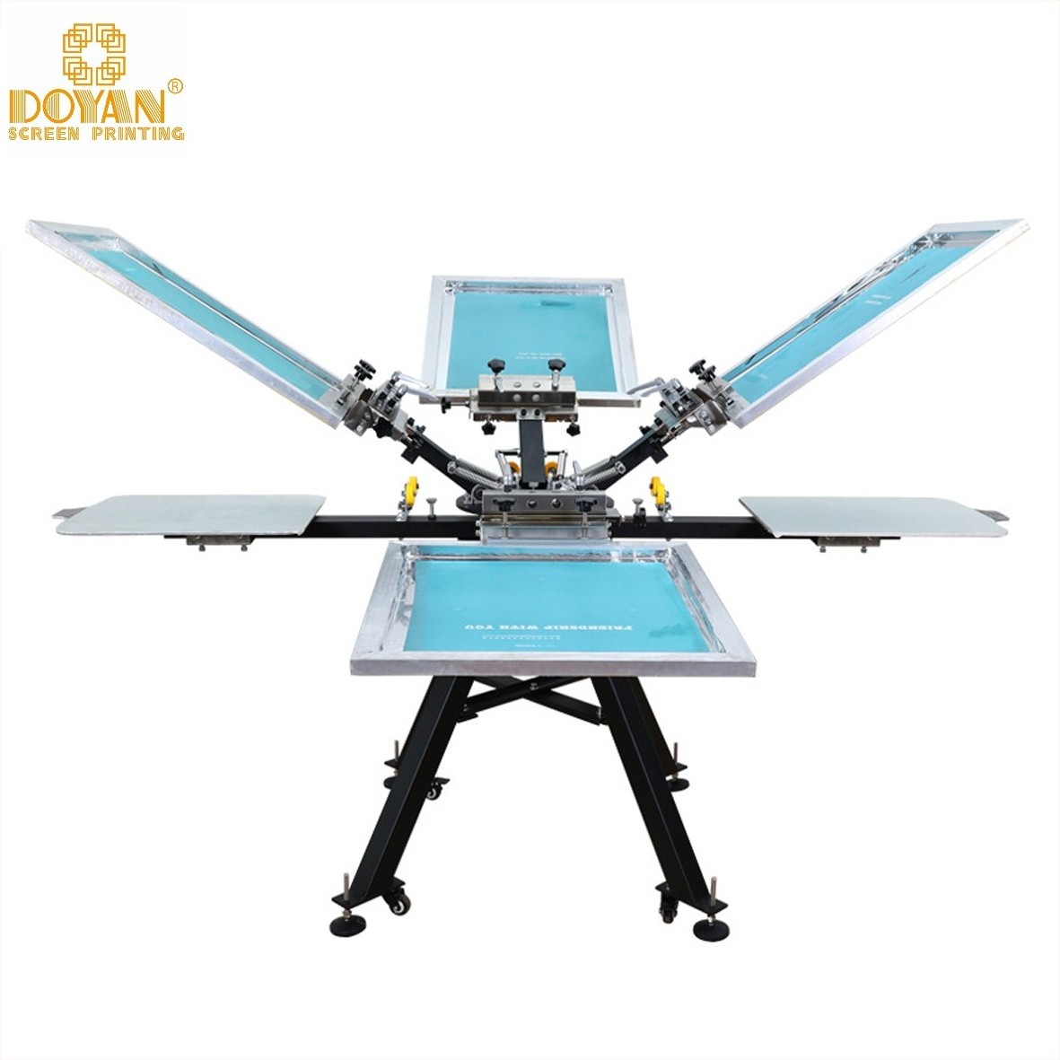 Good quality manual double rotary 6 color aluminum table with micro registration screen printing machine