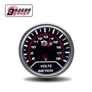 DRAGON GAUGE (factory Outlet) 2"(52mm) Pointer Black Display Voltmeter Smoke lens 8-18 volts gauge voltage meter for Car (6147T)