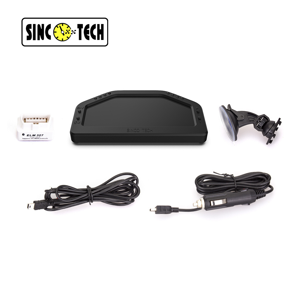 SincoTech 6.5'' LCD Instrument Black OBD 2 Race Dash 12-in-1 Car Speed/RPM/Volt/Fuel Level/Boost/Oil Temp Meter(DO921)