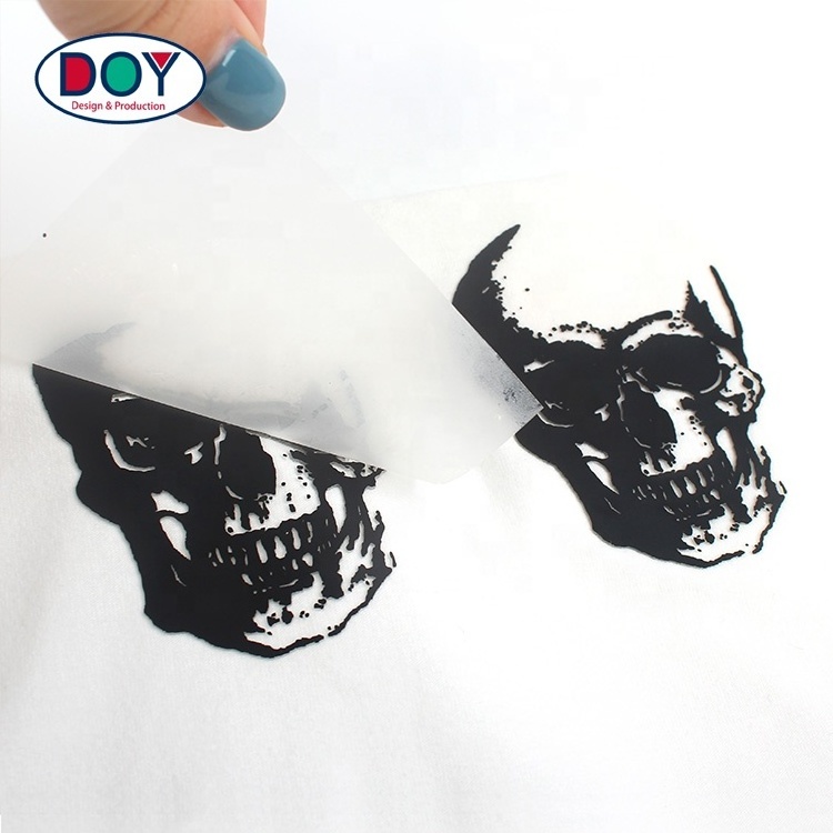 Silicone Rubber Labels Custom Made 3D Raised Skull Logo High Density Heat Transfer Printing for T-shirts