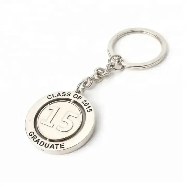 No Minimum Special Design Souvenir Gift Custom Spinning Metal Coin Holder Keychain with 3D Word Logo