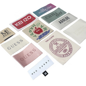 High Density Custom Brand Name Logo and Size End Folded Garment Textile Neck Woven Tags Labels for Clothing