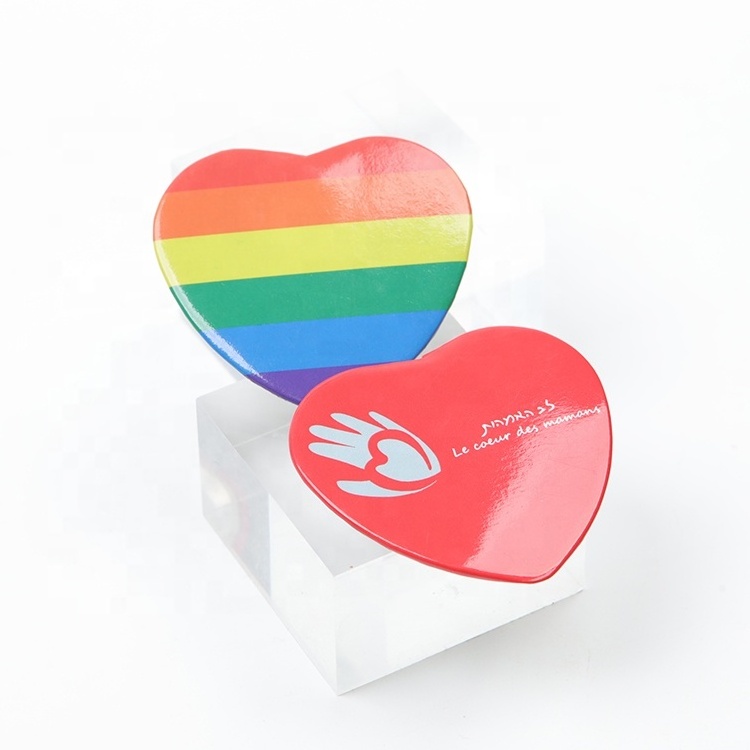 Promotional Tinplate Metal Pin Wholesale Custom Logo Heart Components Tin Button Badges for Gifts