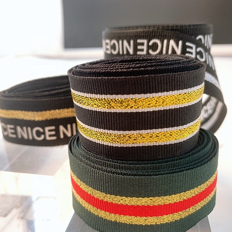 Custom Printed Logo Bias Tape Jacquard Woven Polyester Webbing Band for Garment