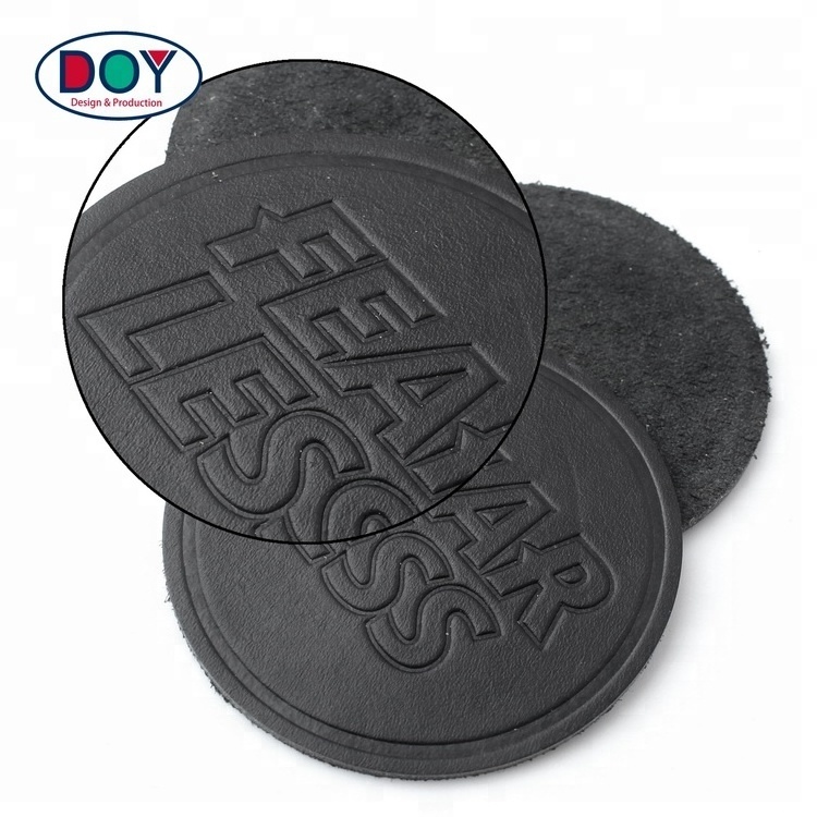 Embossed Repair Badges Factory Custom Brand Logo Real Genuine Leather Jeans Patches Labels for Clothing Decoration