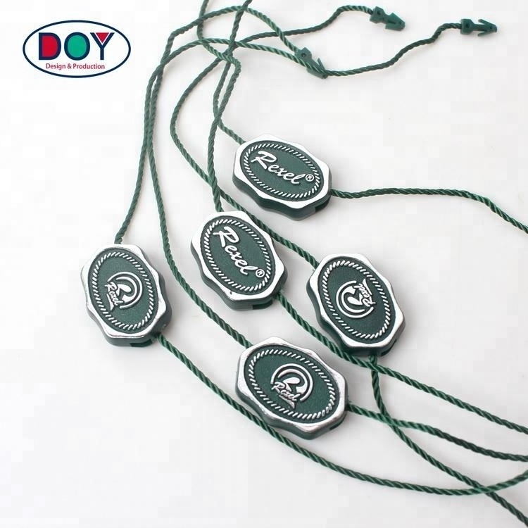 Manufacture High Quality Custom Embossed Logo Silver Foil Nylon Plastic Seal Lock Hang Tag String