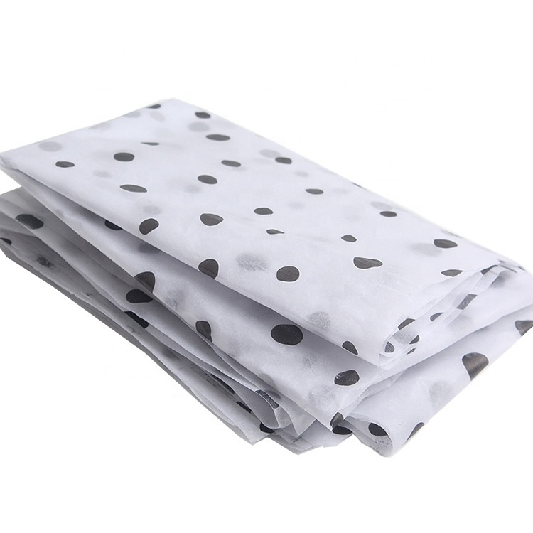 17 G Weight Custom One Color Printed Polka Dot Logo Wrapping Tissue Paper for Packing