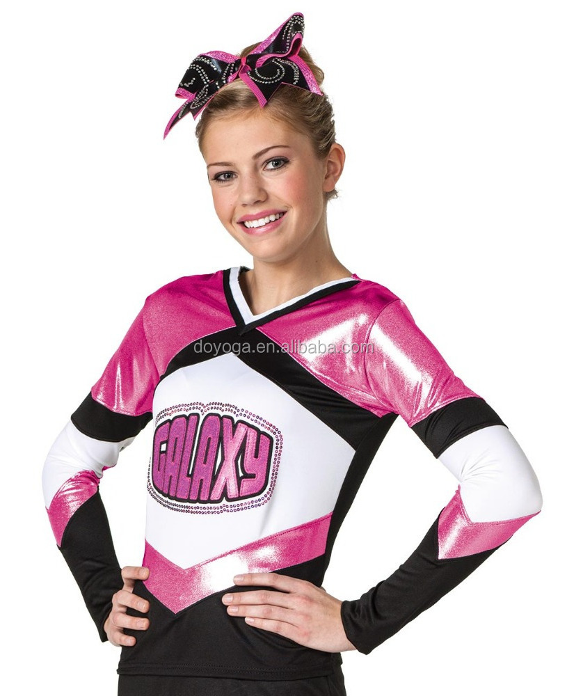 Youth Pink Glitter girls cheerleader uniform cheer wear outfits