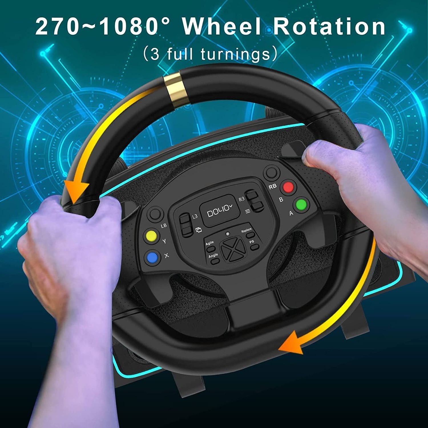 New Product BEST PS4 9-In-1 Gaming wheel Set 1080 Degree Car Wheel with pedals and Gear shifter for Xbox, ps4, switch, pc