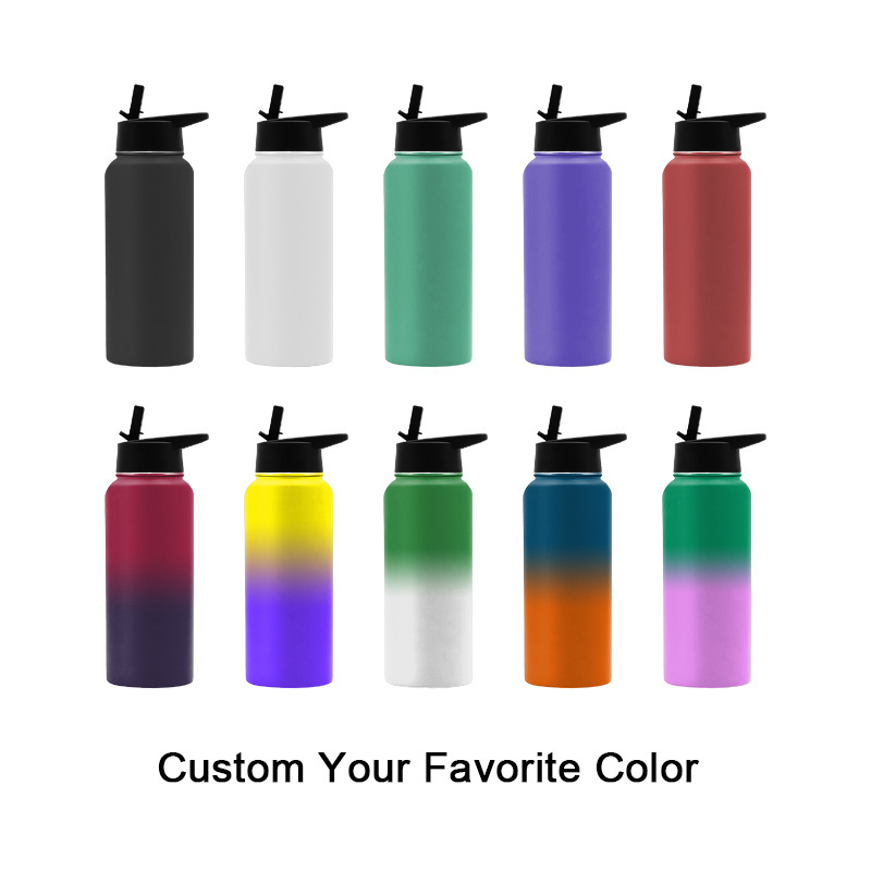 Custom Large Capacity Wide Mouth Gym Sports Double Wall Vacuum Insulated Flask 64oz 64 oz Stainless Steel Water Bottle