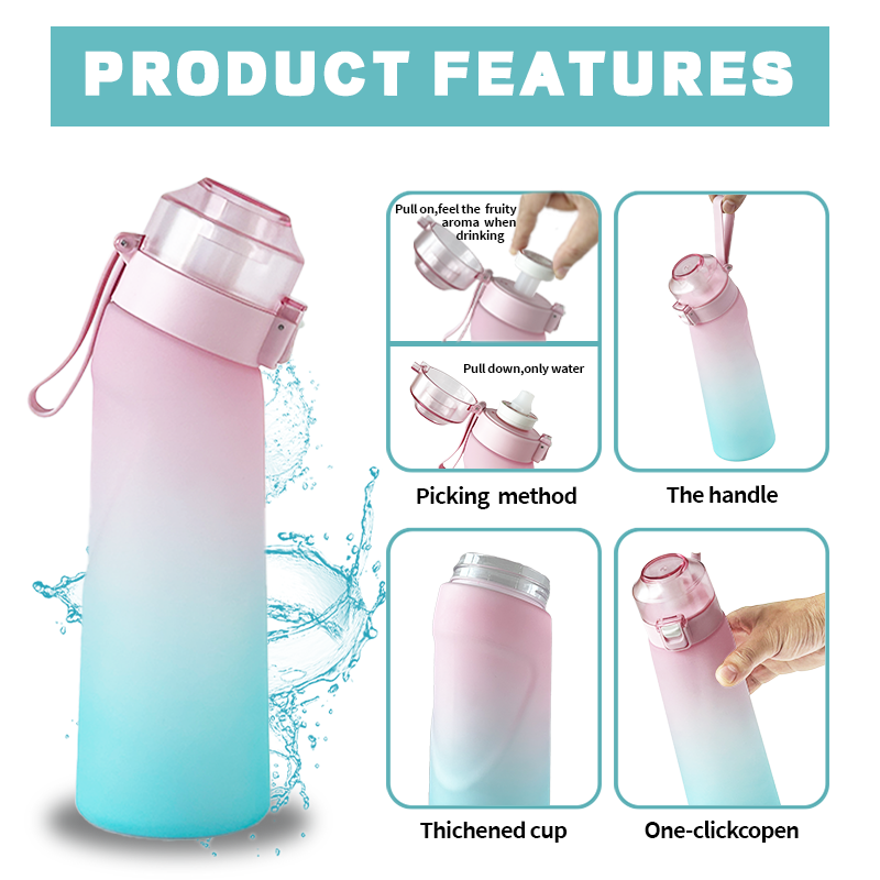 2024 new flavored water bottle bpa free tritan plastic scent flavoured air water bottle with flavor pods