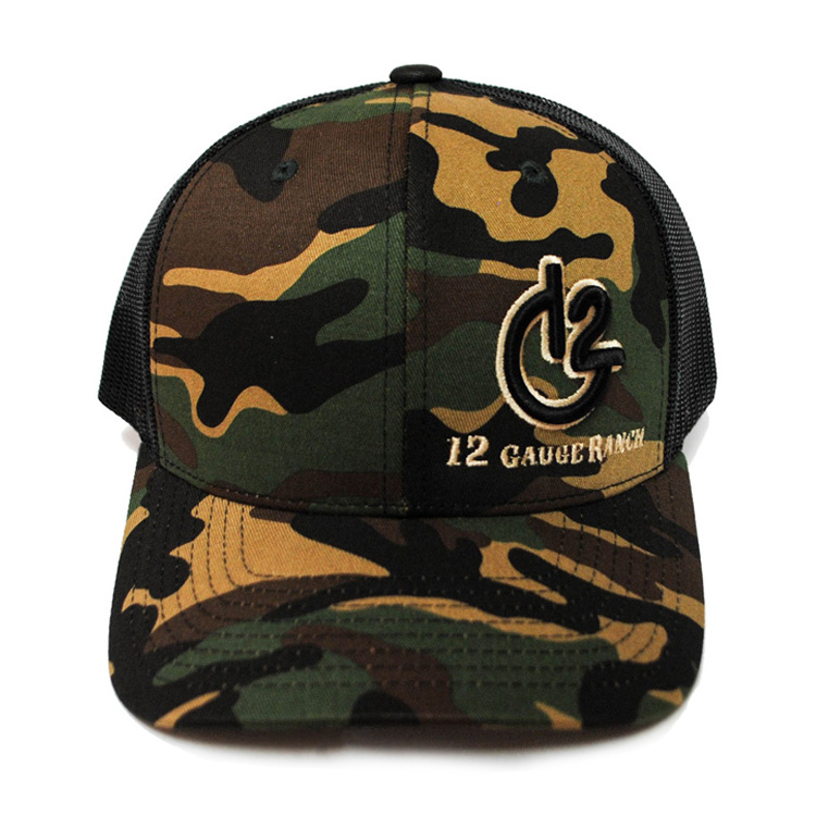 Custom Camo Baseball Cap Trucker Mesh Blank Curved Visor Hat , Custom Made Trucker Hats