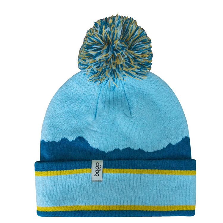 Jacquard logo christmas pompom beanie hats women beanie