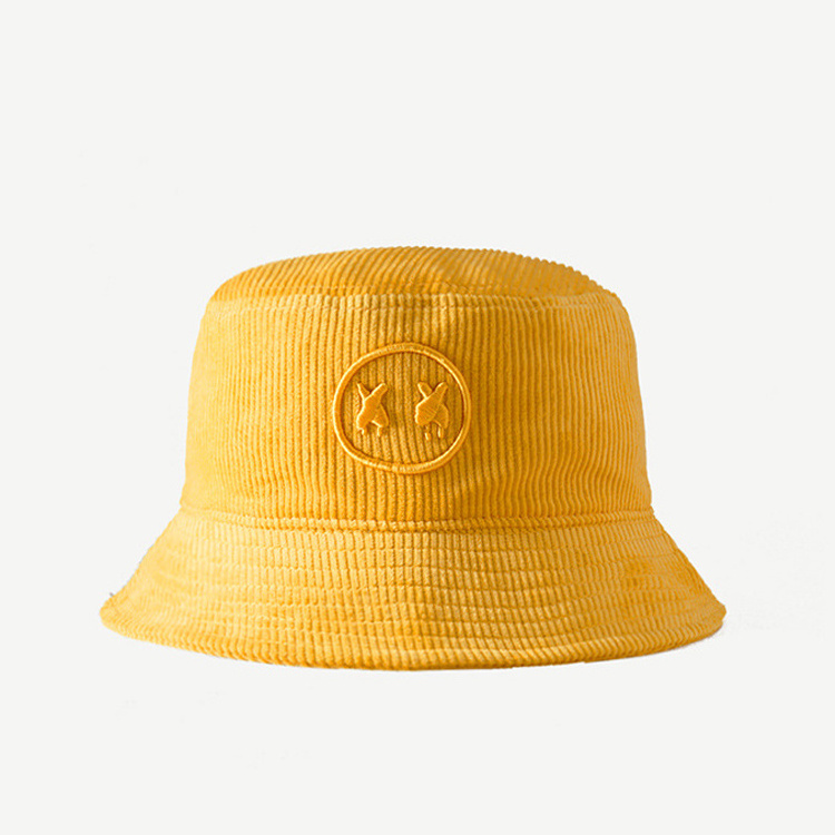 3D embroidery logo corduroy bucket hat for women fishing hats with custom logo