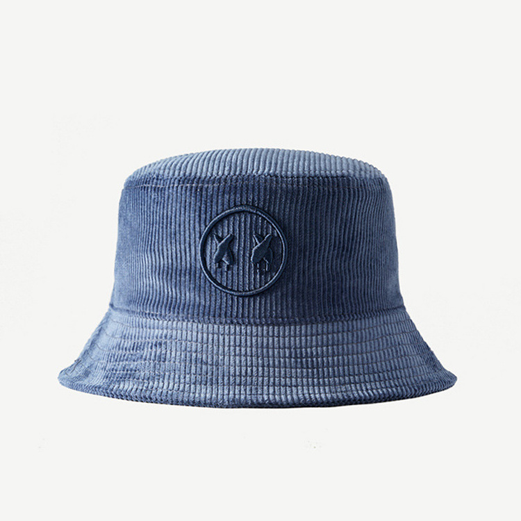 3D embroidery logo corduroy bucket hat for women fishing hats with custom logo