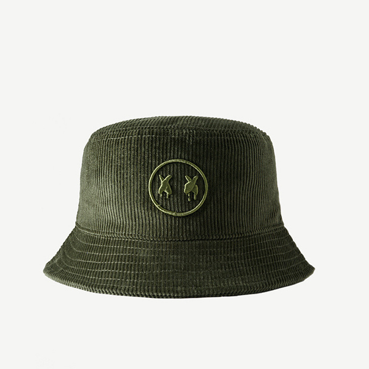 3D embroidery logo corduroy bucket hat for women fishing hats with custom logo