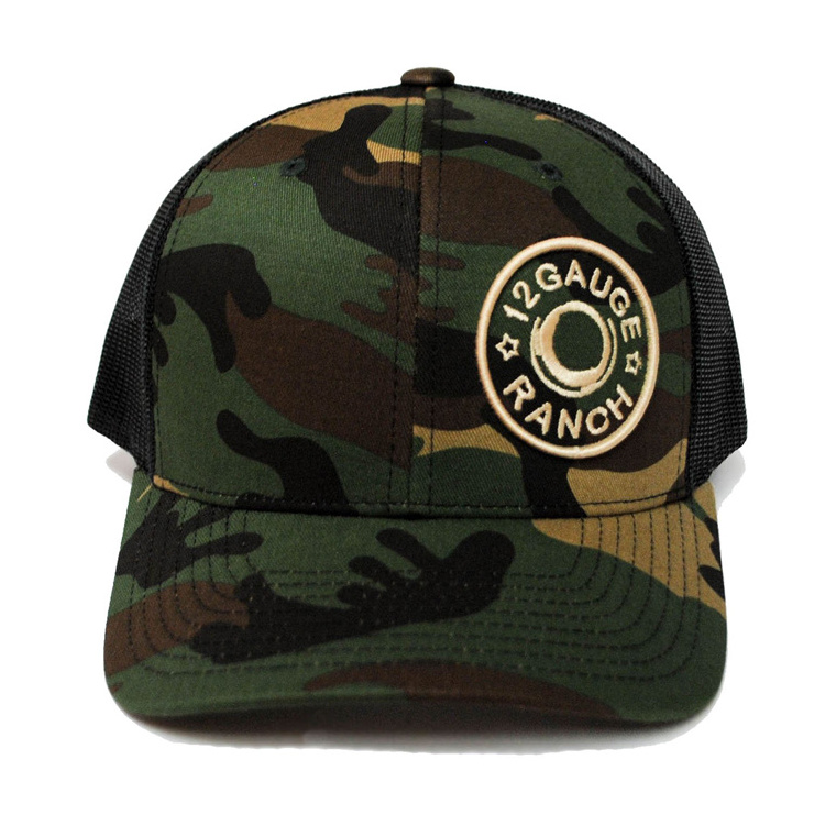 Custom Camo Baseball Cap Trucker Mesh Blank Curved Visor Hat , Custom Made Trucker Hats