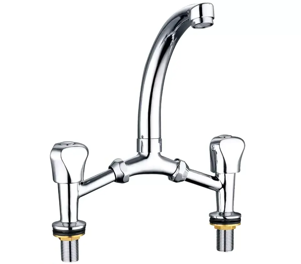 Two Handle Kitchen Bridge Mixer Basin Mixer Hot Cold Bathroom Basin Faucet