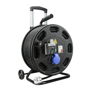 Heavy Duty Cable Reel Extension Cord Metal Steel Drum With Four Powered Outlets